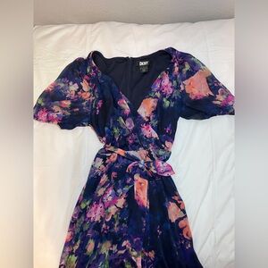 DKNY Floral Midi Dress | Wedding Guest Dress | Chiffon